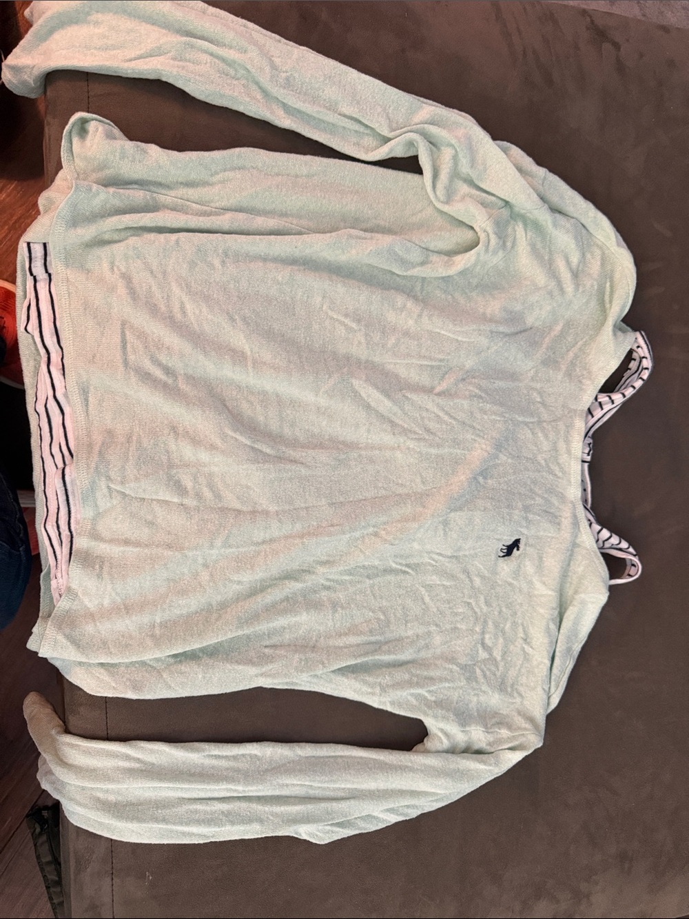 Abercrombie Light Aqua Kids Long-Sleeve Top with Striped Trim